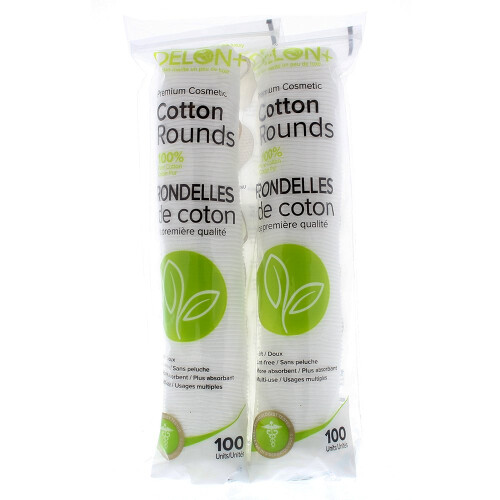 DELON Premium Cosmetic Cotton Rounds 200 Antal