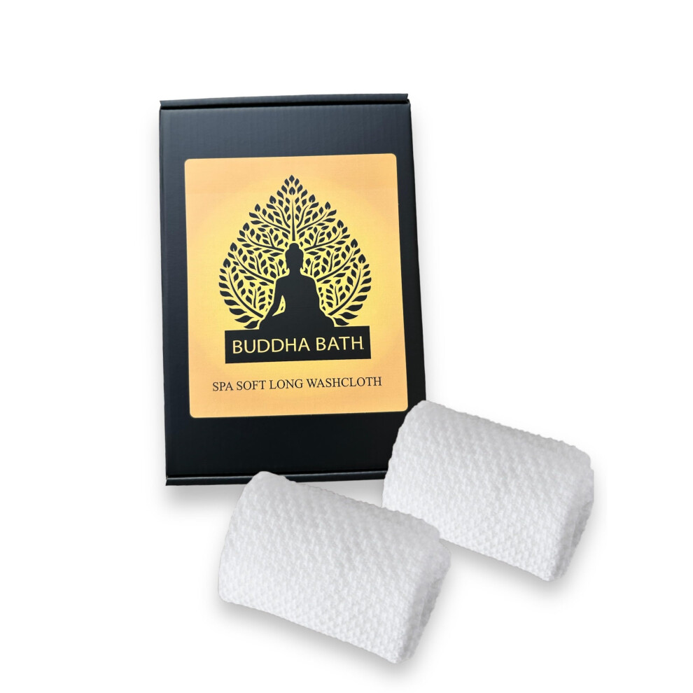 Serviette de douche longue et douce Buddha Bath Spa pour le visage et le corps     Blanc     (lot de 2)