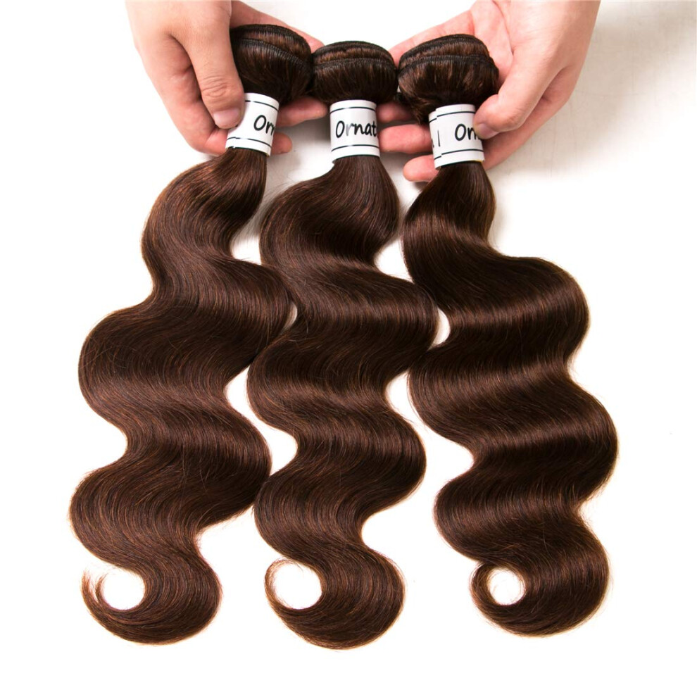 Utsmyckning Unisex Brown Ornate Hair Light Bundles Human Hair Brazilian Body Wave Bundles 100% Unprocessed Virgin Remy Human Hair Weave Extensions 9A Grade 3 Bundles 100