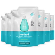 Method Gel Hand Soap Refill Waterfall Biodegradable Formula 34 fl oz (Pack of 6)
