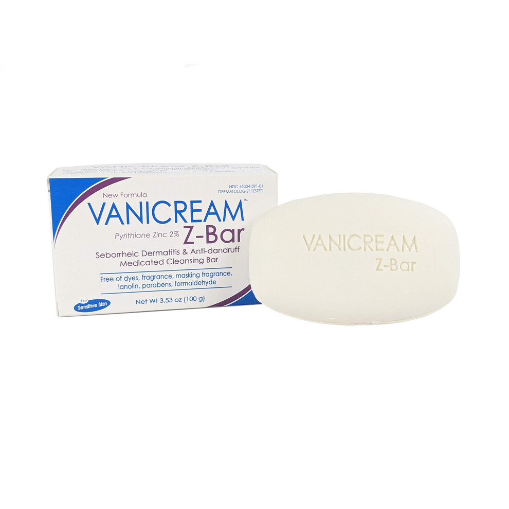 Vanicream Z-Bar Seborrheic Dermatitis & Anti-Dandruff Medicated Cleansing Bar 2% Pyrithione Zinc Z-Bar Helps Relieve Itching Redness And Flaki