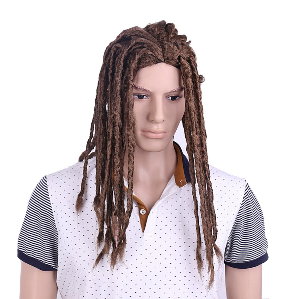 Perruque synth  tique pr  -faite IMOSA pour cosplay, dreadlocks reggae, perruques afro-am  ricaines (marron)