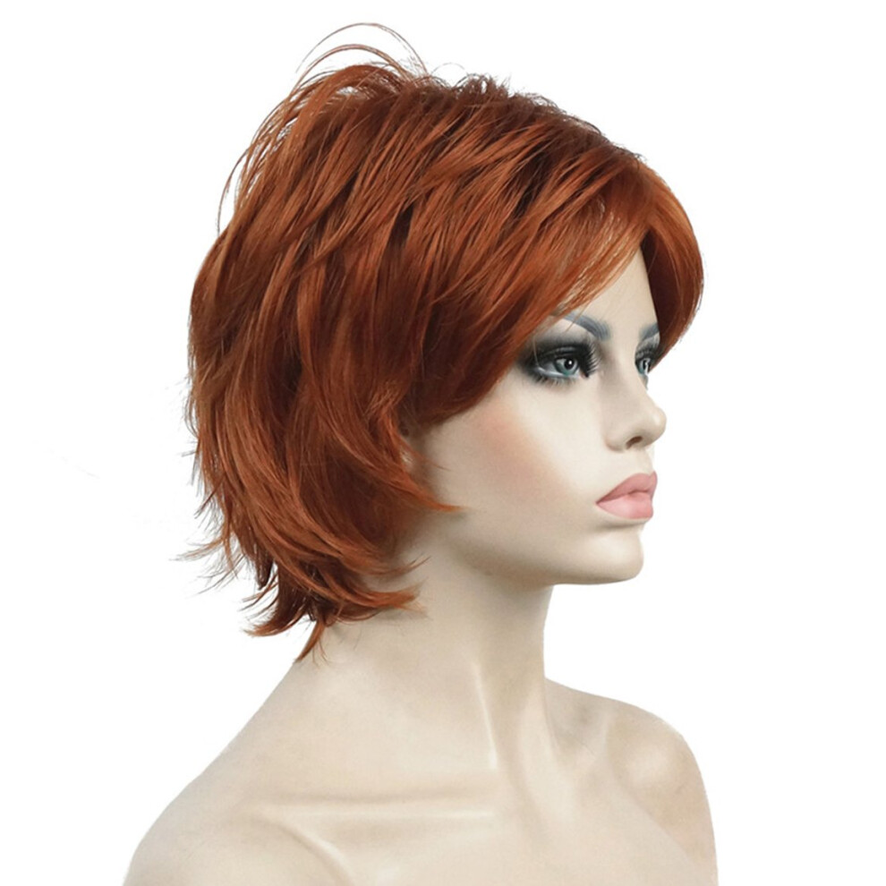 Lydell Unisex Red Short Laye Shaggy Wavy Full Synthetic Wigs 130A Fox
