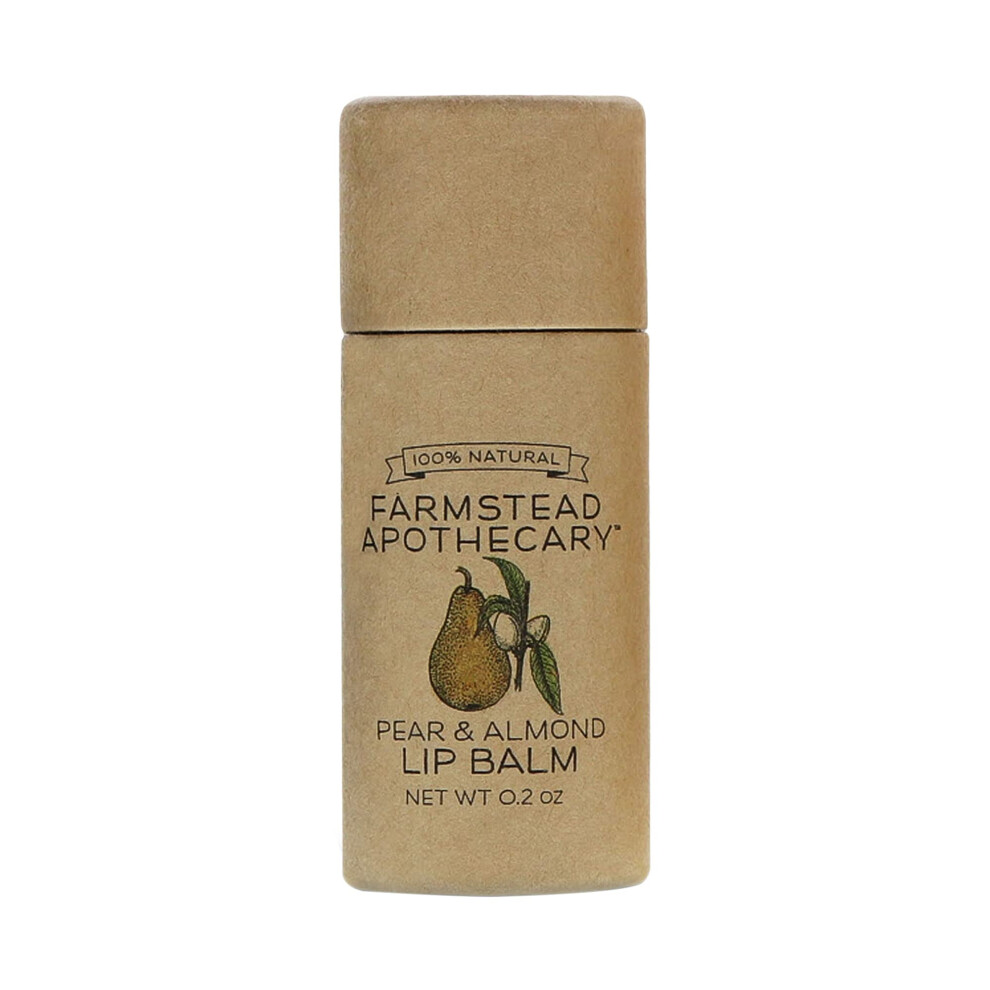 Farmstead Apothecary 100% Natural Lip Balm With Organic Beeswax Organic Shea Butter & Organic Coconut Oil Pear & Almond 0.25 Oz