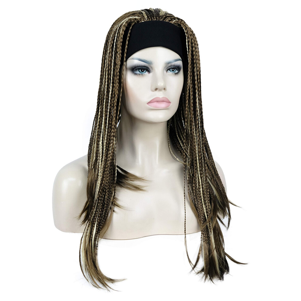 Aimole Unisex Long Braided Wigs Crochet Hair Fully Hand Tied Twist Braided With Headband Half Wig(12Tt26)