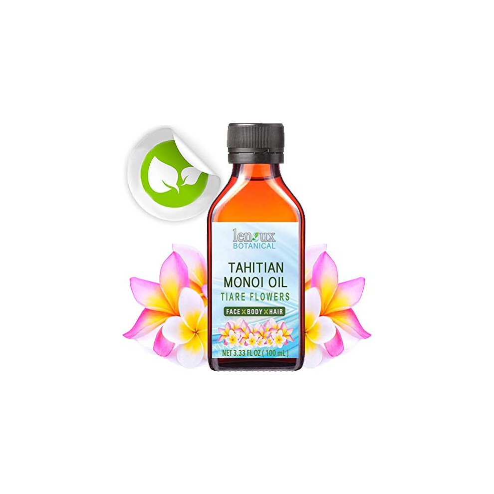 Lenoux Botanical Monoi Oil Tahitian Tiare Polynesian. 3.33 Fl.oz. - 100 Ml. Moisturizing Toning & Anti Aging Benefits - For Glowing Skin & Shiny Hair.