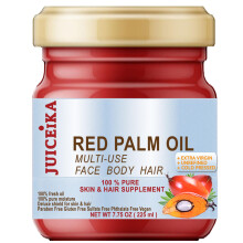 Juiceika 100% PURE RODE PALMOLIE Braziliaanse EXTRA VIRGIN ONGERAFFINEERDE RUWE KOUD GEPERST Vocht Gezicht Huid Haar Lichaam 7,75 Fl.oz 225 ml