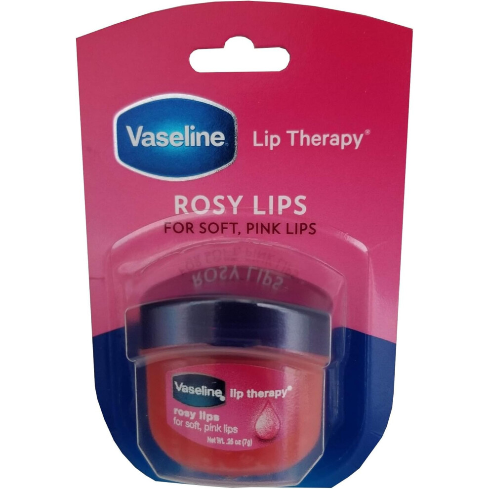 2 Vaseline Therapy Lip Balm 0.25 Oz Rosy Flavor Petroleum Jelly Mini Jar Lipbalm