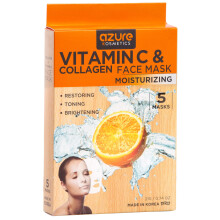 AZURE Vitamin C & Kollagen Feuchtigkeitsmaske - Anti-Aging, Tiefenfeuchtigkeit & Festigung - Aufhellende Maske, verbessert Elastizität - Hautpflege