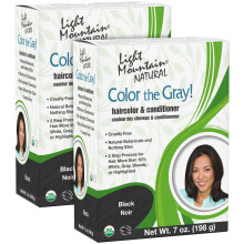 Colorante y Acondicionador de Henna Light Mountain, Tinte Negro Sin Químicos para Cabello Grises