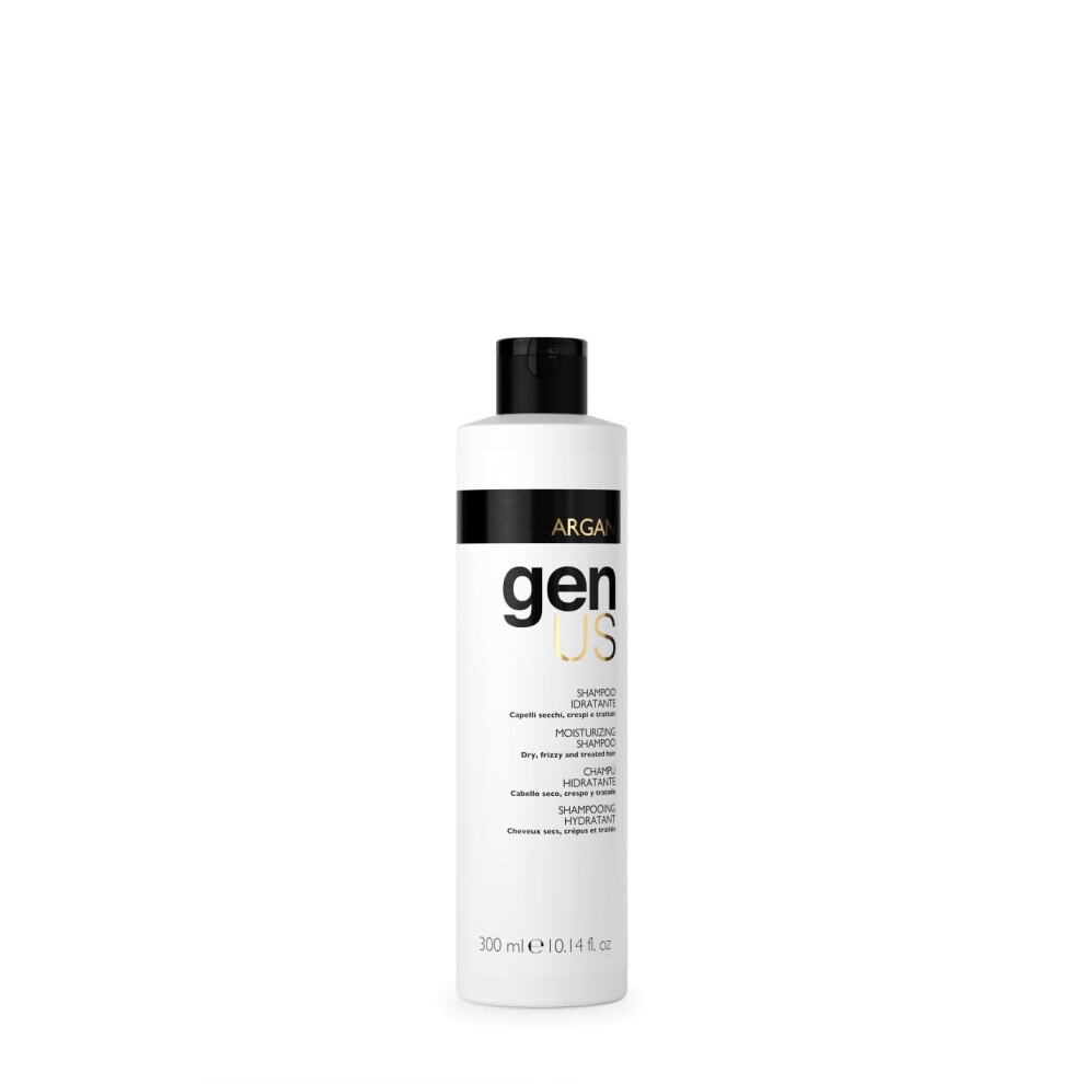 Genus Argan Hydrating Hair Shampoo - Enriched With Argan & Linseed Oil For Dry Frizzy Treated Hair - Moisturizing Anti-Frizz Nourishing Adds Shin