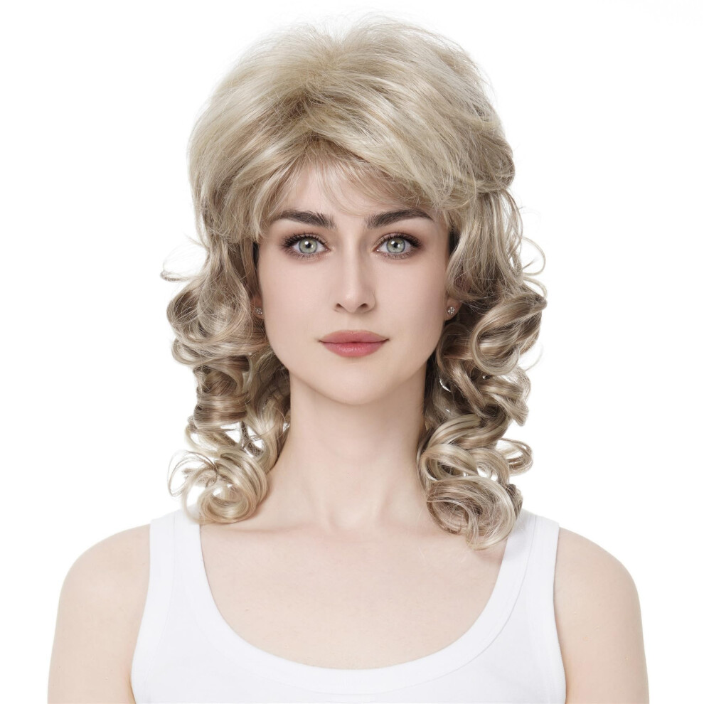 Aimole Unisex Not,Specified Women's Natural Long Curly Wig Synthetic Hair Full Wigs(H16-613-Blonde Highlighted)