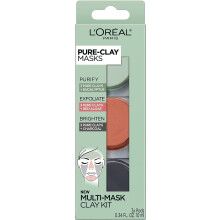 L'Or?al Paris Skincare Pure-Clay Face Mask Trial Size Set Includes 3 Different Face Masks Made With Charcoal Red Algae and Eucalyptus Set