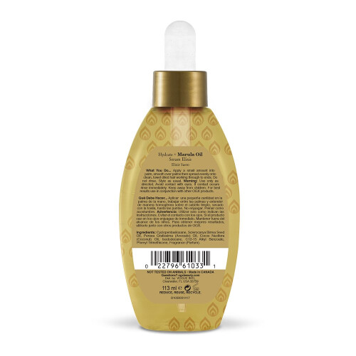 OGX Hydrate and Marula Oil Serum Elixir Gold 3,8 Fl Oz 1