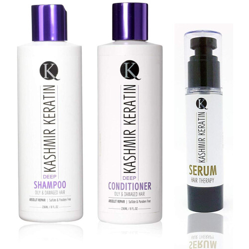 Kashmir Keratin 8oz Σετ Περιποίησης Μαλλιών 3τεμ (8oz Σαμπουάν, 8oz Μαλακτικό, 1.69oz Ορός)