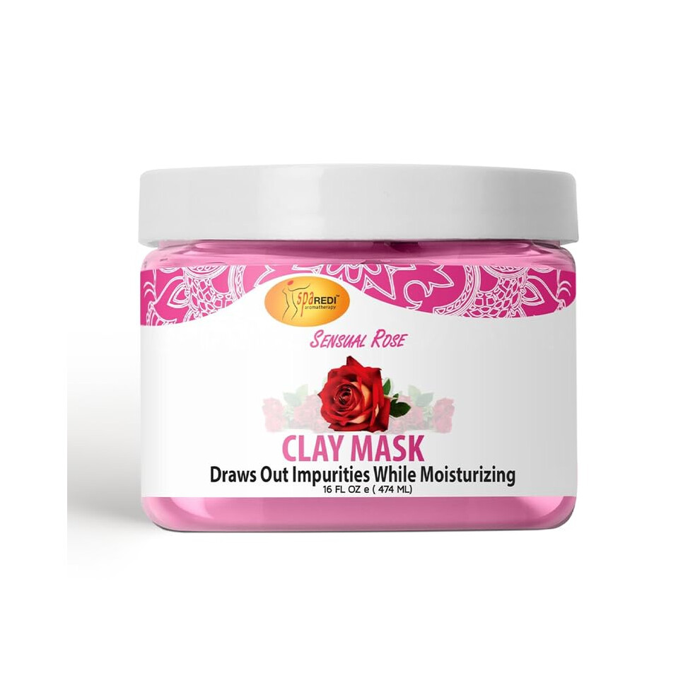 Spa Redi - Clay Mask Sensual Rose 16 Oz - Pedicure Body Deep Cleansing Detoxifying Hydrating - Natural Bentonite Clay Infused With Amino Acids