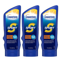 Coppertone Sport Solcreme Lotion SPF 50 Vandafvisende kropssolcreme Bredspektrum SPF 50 Solcreme Bulk Solcreme Pakke 7 Fl Oz Flaske Pakke med 3