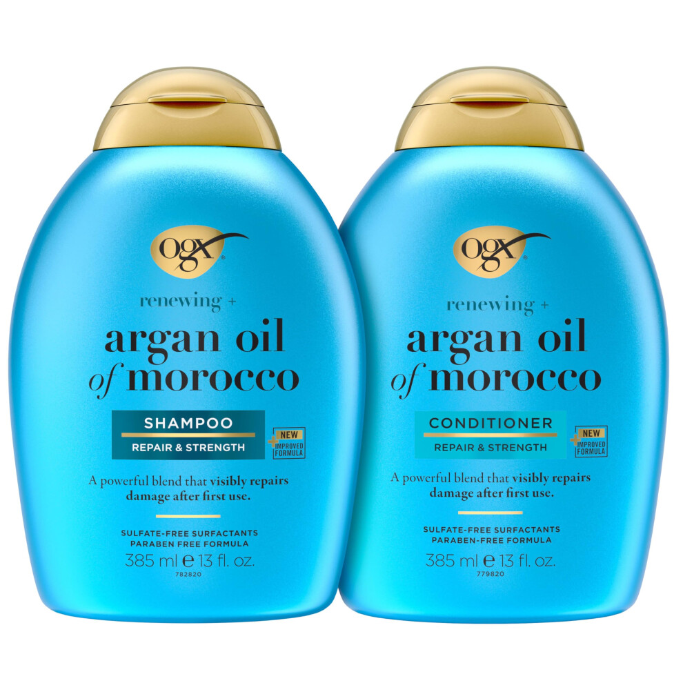 OGX Renewing + Argan Oil of Morocco Shampoo & Conditioner Set  13 Fl Oz (Pack of 2) (packaging may vary)  Blue