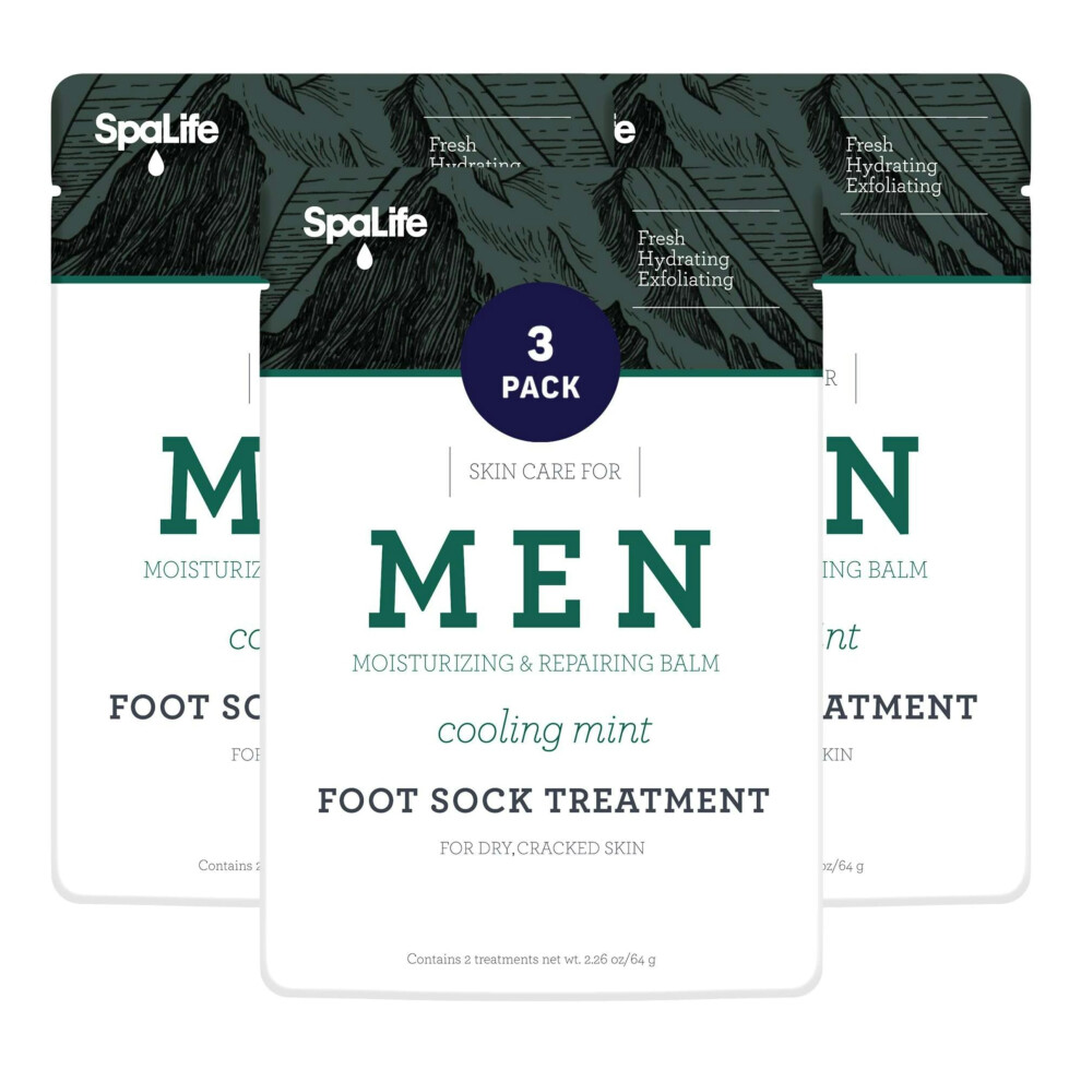 Spa Life Men's Cooling Mint Foot Repair Balm and Moisturizing Socks Set - Revitalizing Hydrating Foot Mask for Soothing Tired  Achy Feet and Softening-image-OPC-PGMB2H7-NEW