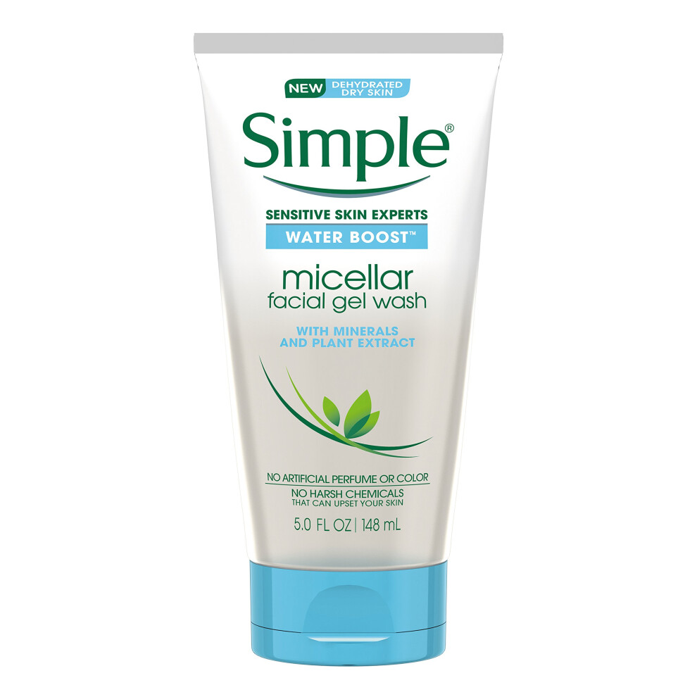 Simple Water Boost Micellar Facial Gel Wash for Sensitive Skin  5 Ounce (Pack of 3)
