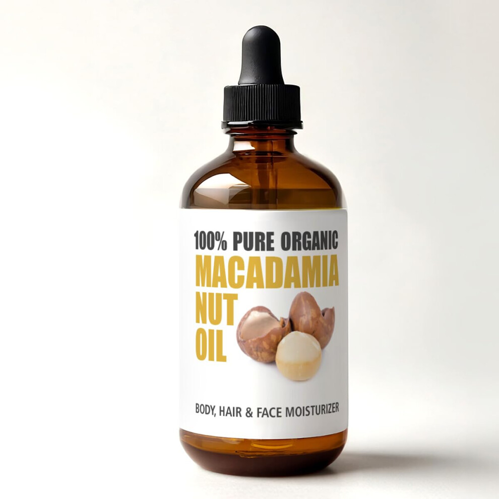 Renouvellement Renewalize Organic Macadamia Nut Oil Moisturizer For Dry Skin In Large 4Oz Glass Bottle | Cold Pressed And Unrefined Hair Oil