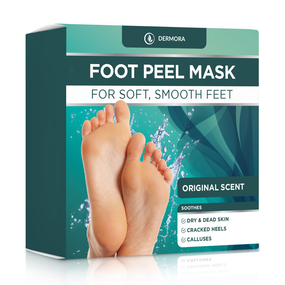 Dermora Foot Peel Mask - 2 Pack Of Regular Skin Exfoliating Foot Masks For Dry Cracked Feet Callus Dead Skin Remover - Feet Peeling Mask For Soft