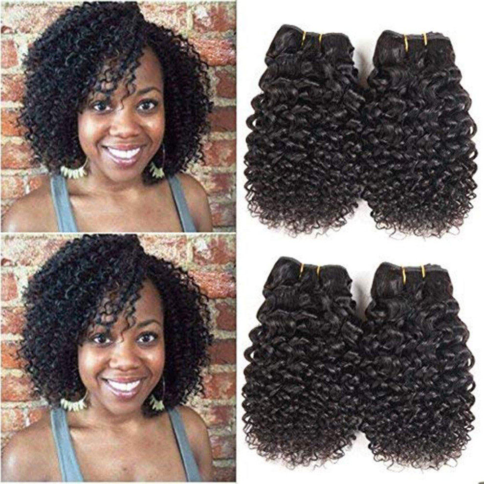 Luxnovolex Unisex Not,Specified Brazilian Curly Bundles Human Hair Kinky Curly 4 Bundle Short Virgin Human Hair Deals 50G/Bundle Unprocessed Remy Jerry Curly Brazilian Hai