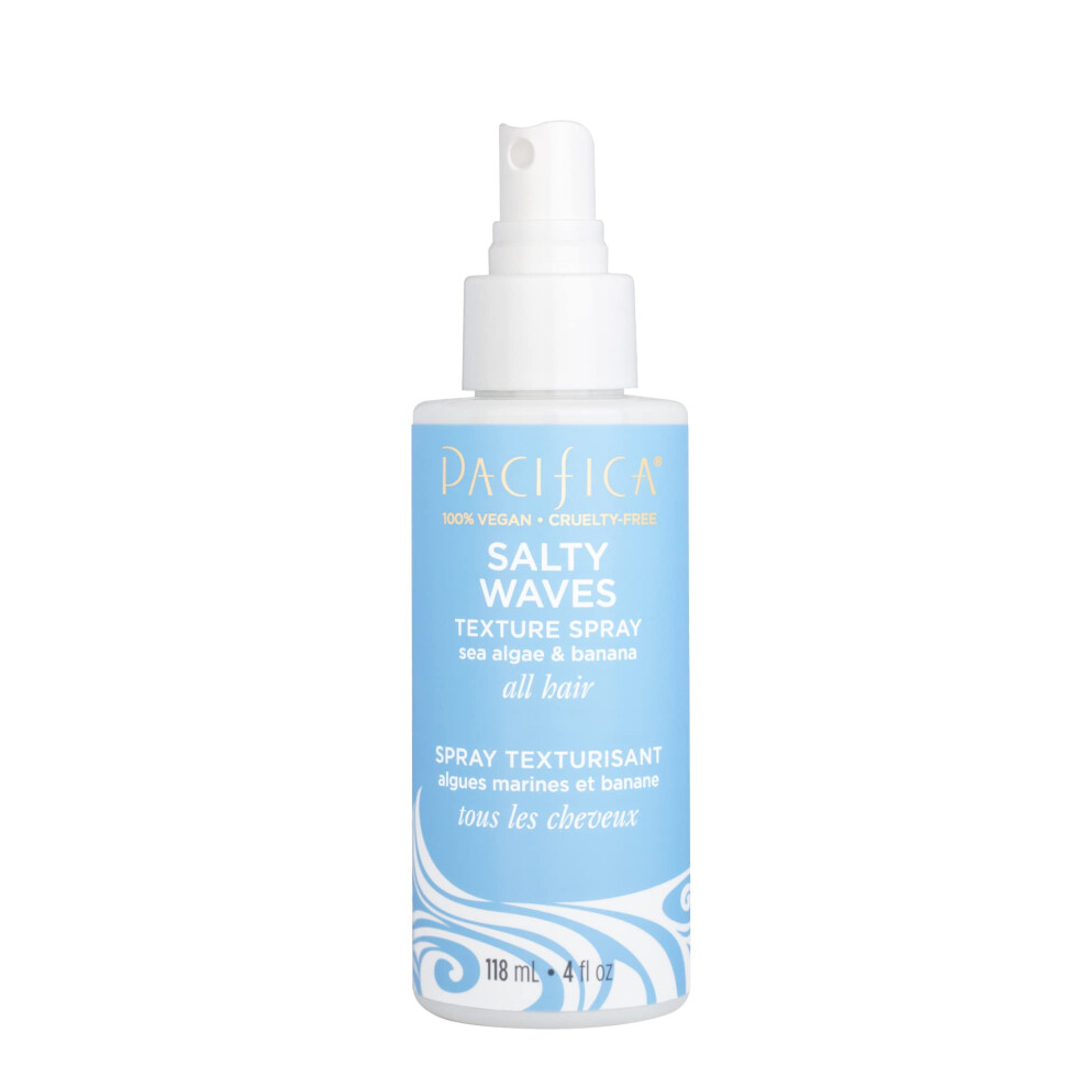 Pacifica Beauty  Salty Waves Texture Sea Salt Spray for Hair  Beachy Waves  Wavy Hair Products  Hydrating  Banana Scent  Curl Enhancing  Paraben Free