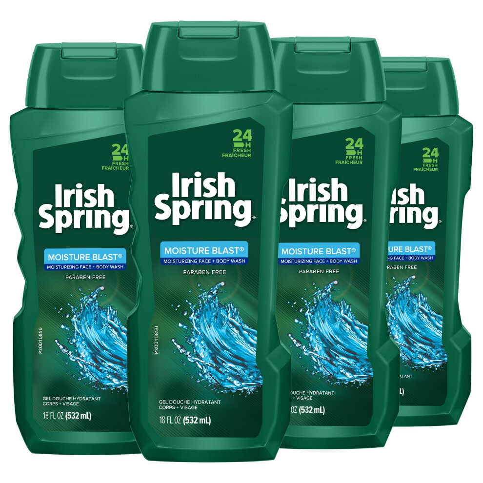 Rska Jar Irish Spring Body Wash Moisture Blast 18 Fluid Ounce 4 Count (Pack Of 1)