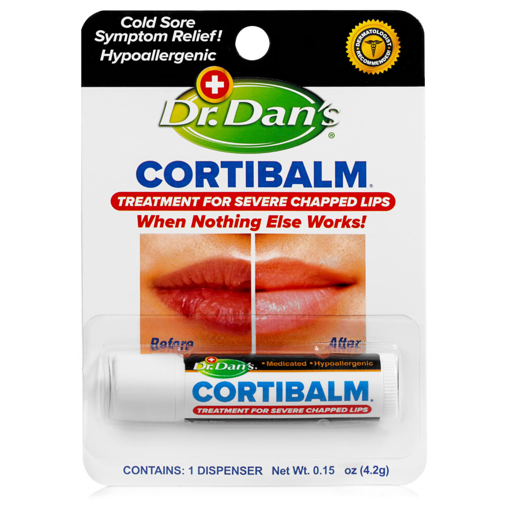 Dr. Dan's Cortibalm-1 pack- for Dry Cracked Lips - Healing Lip Balm for Severely Chapped Lips - Designed for Men  Women and Children