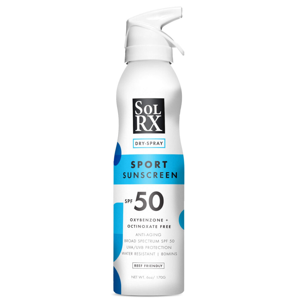 SolRX SPORT SPRAY SPF 50 Sunscreen Spray SPF50  Reef Friendly  Broad Spectrum Sunscreen for Face and Body  Oxybenzone Free