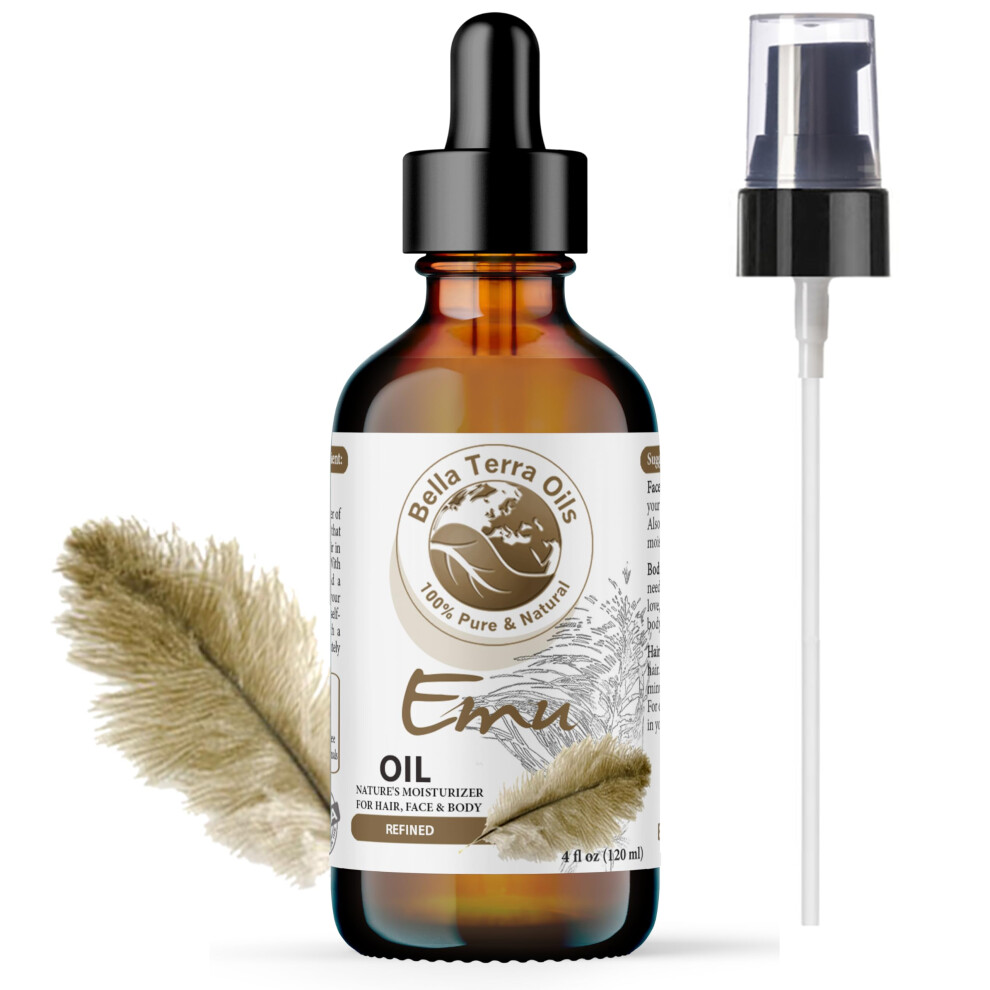 Bella Terra Oils - Emu Oil 4Oz - The Ultimate Australian Emu Elixir Packed With Essential Fatty Acids And Vitamins Timeless Beauty's Secret Ingredie