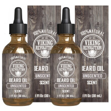Olejek do brody dla mezczyzn Viking Revolution z olejkami arganowymi i jojoba - naturalny zmiekczacz i odzywka wzmacnia i nawilza (bezzapachowy 2 szt