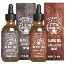 Viking Revolution Huile Ă Barbe Bois de Santal et Sans Parfum - Huile Naturelle pour Hommes