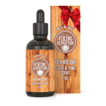 Viking Revolution Cedar and Pine Beard Oil for Men - Naturalny olejek arganowy i jojoba zmiekczajacy brode, odzywka wzmacniajaca i nawilzajaca (1 opa
