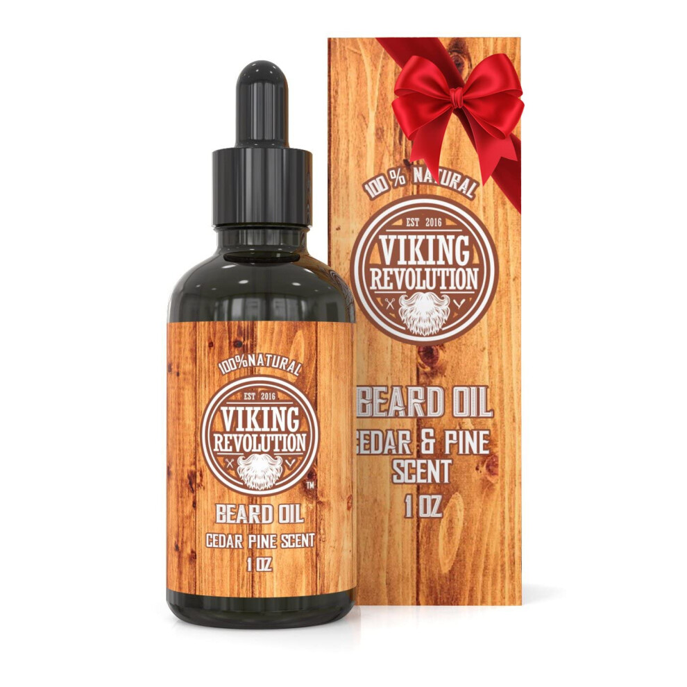 Vikingrevolution Viking Revolution Beard Oil Conditioner - All Natural Cedarwood & Pine Scent With Argan & Jojoba Oils - Softens & Strengthens Beards And Mustaches For