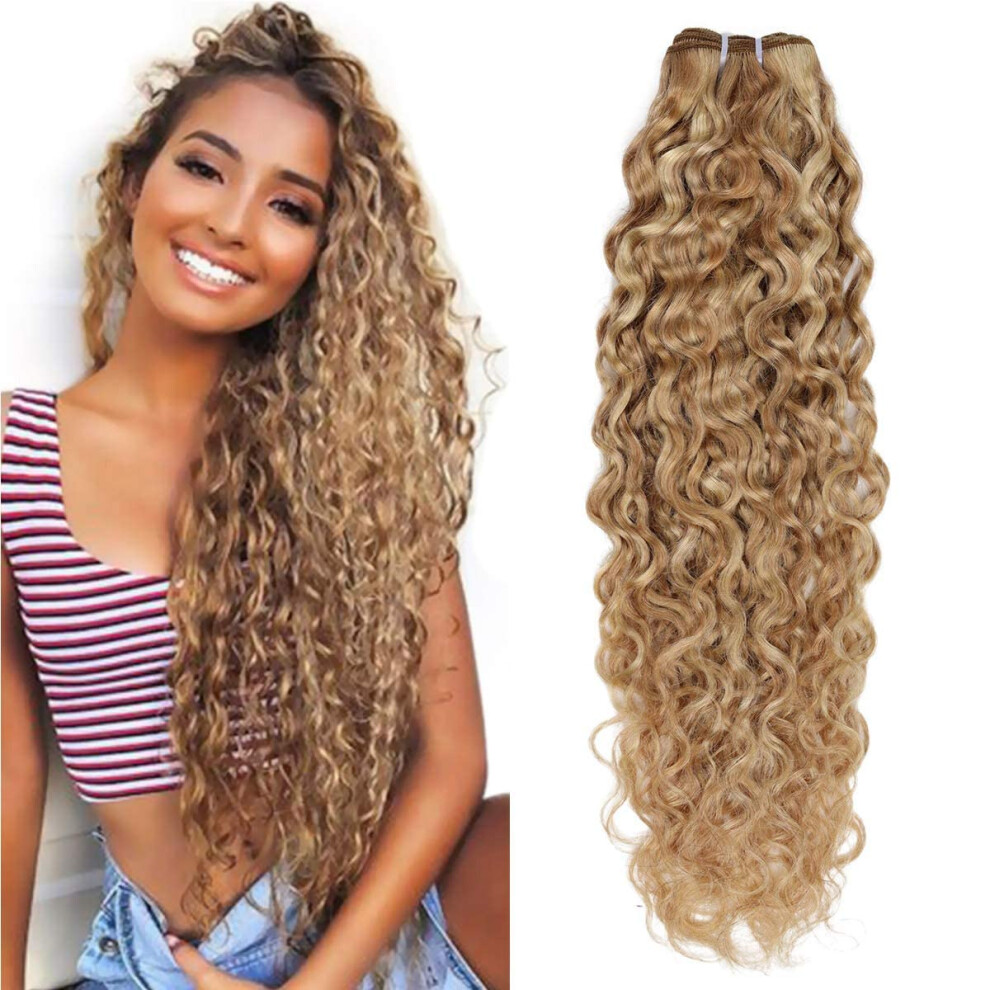 Fashion Line Brazilian P27/613 Water Wave Blonde Human Hair Extensions Unprocessed Human Hair Bundles Weft 1Pc 100G Piano Color (16"""")
