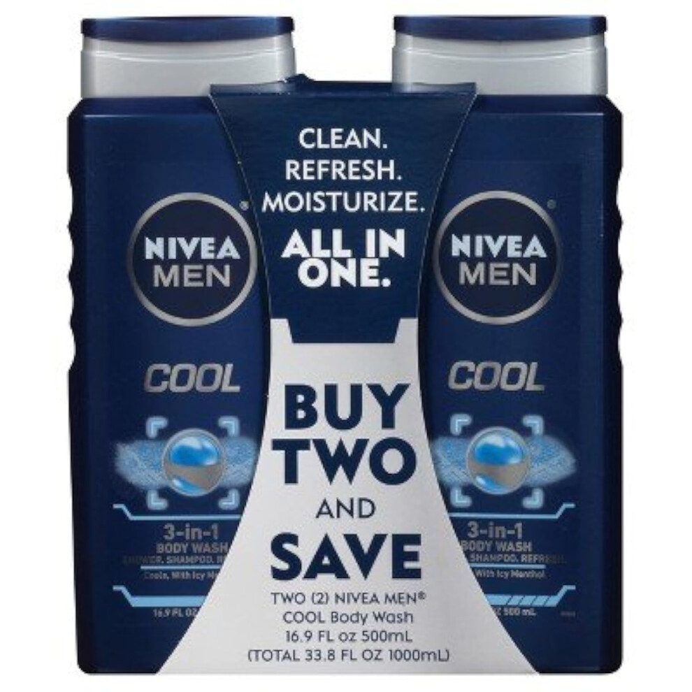 NIVEA Men Cool 3-in-1 Body Wash - 2pk - 16.9oz