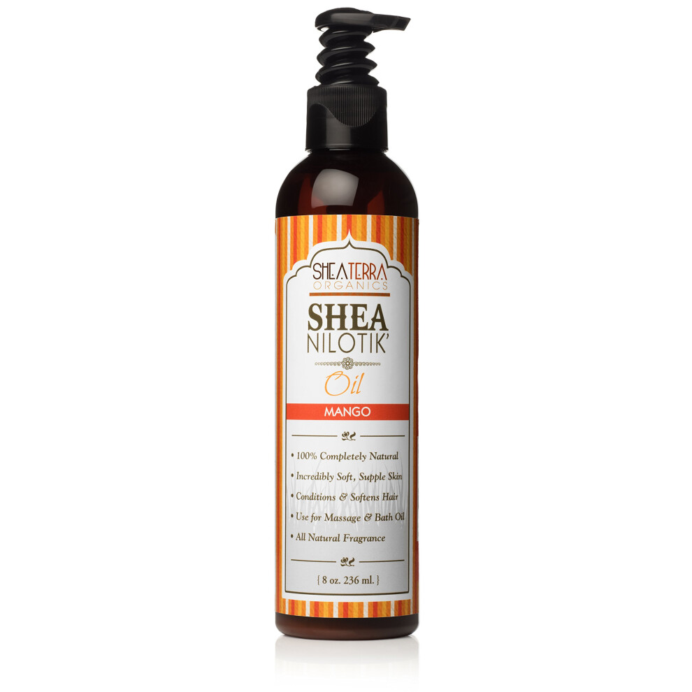 Shea Terra Organics Shea Nilotik Oil Scented With Mango | Natural Daily Skin Moisturizer & Conditioner - 8 Oz