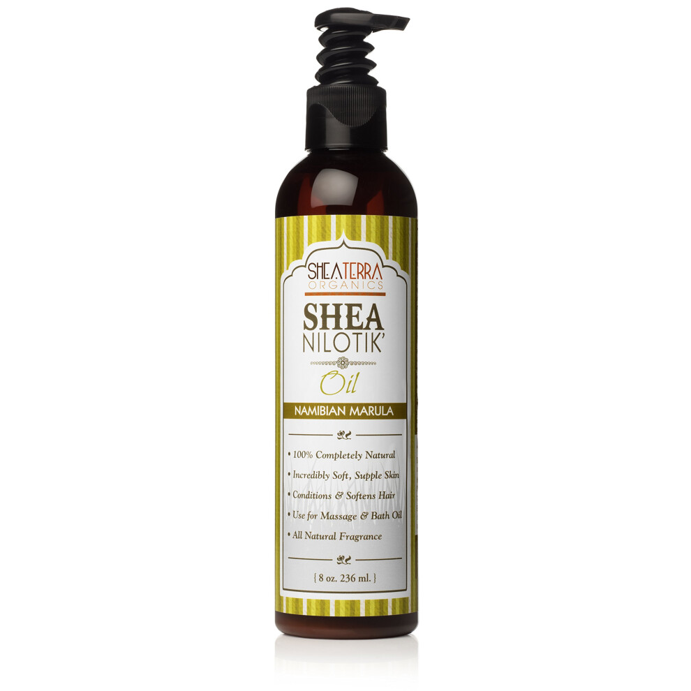 Shea Terra Organics Shea Nilotik Oil Scented With Namibian Marula |Natural Skin Daily Moisturizer - 8 Oz