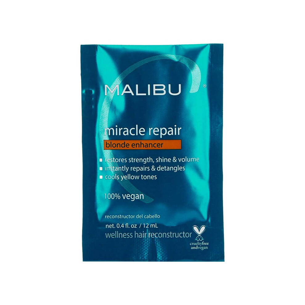 Malibu C Miracle Repair Hair Reconstructor  Blonde Enhancer (1 Packet) - Nourishing Hair Repair Treatment for Damaged Blonde Strands - Relieves Hair D