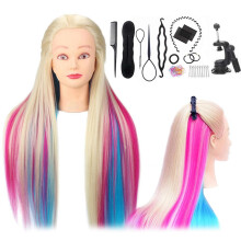 Mannequin Head TopDirect 29 Inch Long Colorful Hair Cosmetology Mannequin Head Hair Styling Hairdressing Practice Training Doll Heads with Clamp Hold