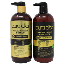 24 Fl Oz Σαμπουάν + 24 Fl Oz Conditioner. PURA D'OR Σύστημα Θεραπείας για Πάχυνση Μαλλιών