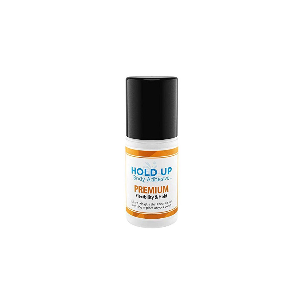 Hold Up Body Adhesive Premium  Roll-On Applicator Mask Glue  Glue for Compression Socks Stockings Costumes Clothing - Sweat Resistant - 2 oz. Bottle