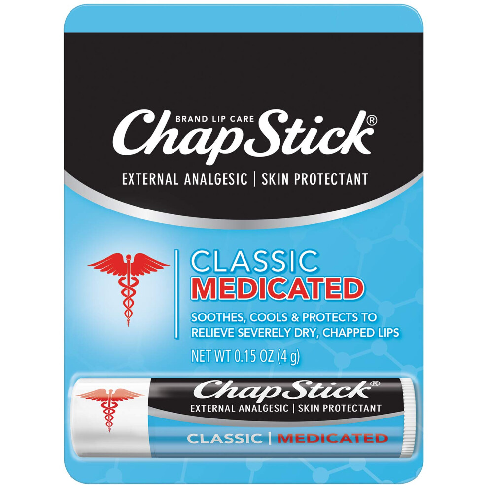 ChapStick Classic Medicated Lip Balm Tube  Chapped Lips Treatment and Skin Protectant - 0.15 Oz