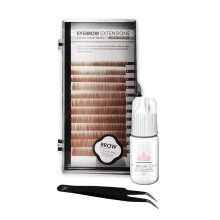 KC Republic Lash Eyebrow Extensions Kit med 1 x bakker mink falske ?jenbryn i blond/lysebrun F?s i blandet l?ngde 5-8 mm Eyebrow Glue Clear & Ext
