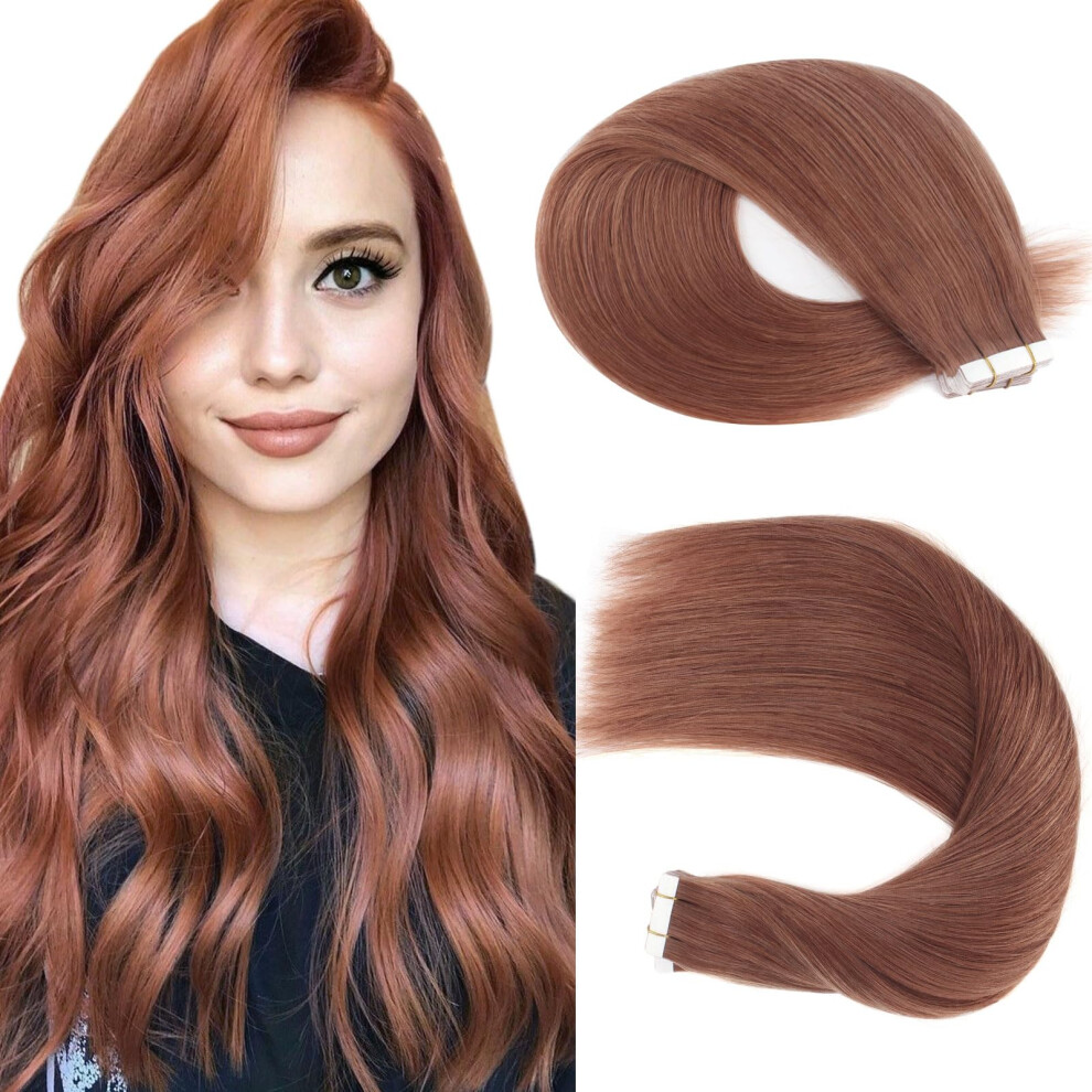 Sassina Auburn Cooper, Extension Per Capelli Umani Remy Hair Pu Con Effetto Vibranti, 20 Pezzi, 50 G Per Confezione (33-20 Pollici)-image