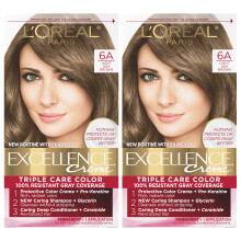 L'Oreal Paris Excellence Creme tarts hajfestk 6A vilgos hamuszbarna 100 szzalkos szrke fedsu hajfestk csomag 2 db