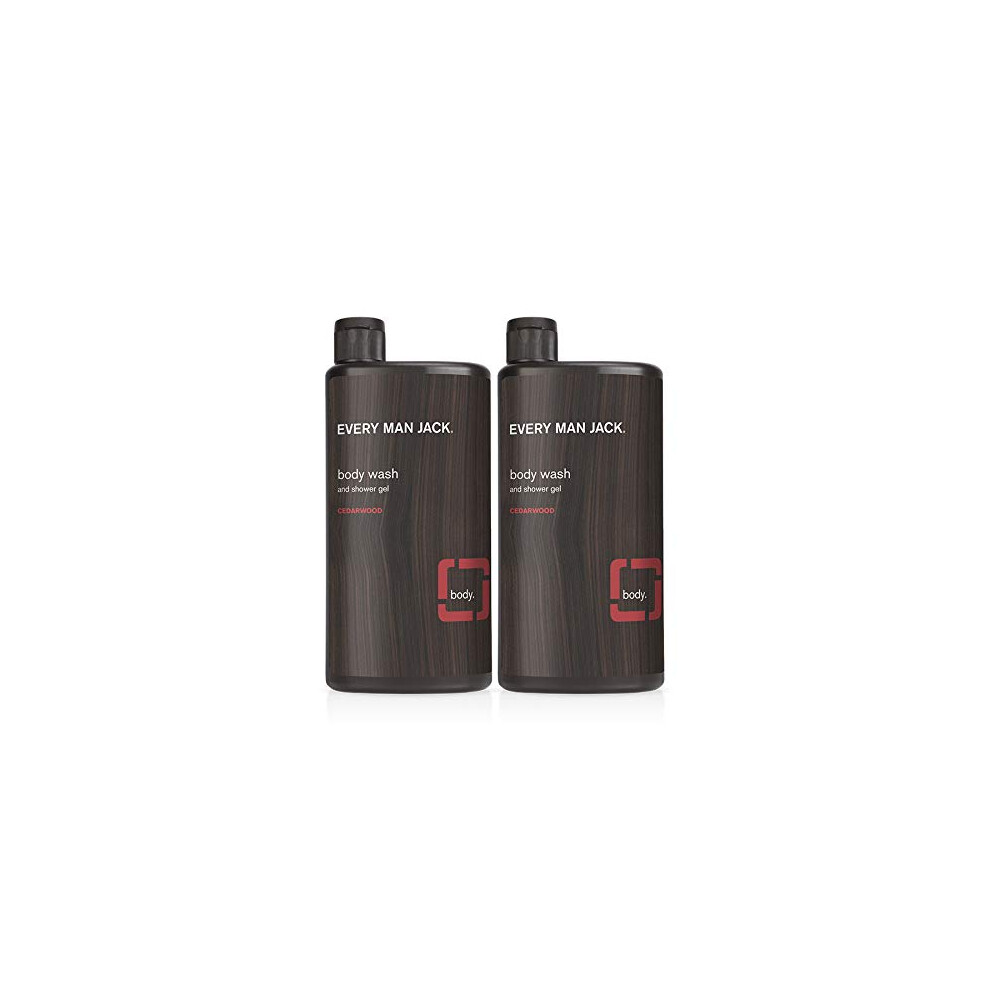 Every Man Jack Men's Body Wash - Cedarwood | 16.9-Ounce Twin Pack - 2 Bottles Included | Naturally Derived Parabens-Free Pthalate-Free Dye-Free An