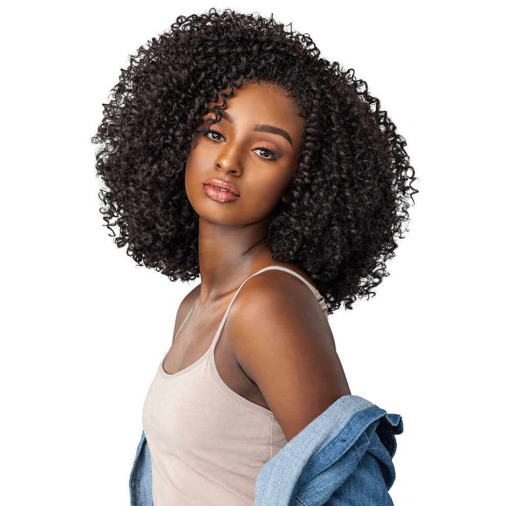 Sensationnel Unisex Curls Kinksandco Half Wig - The Rule Breaker Instant Weave Drawstring Cap For Natural 3C To 4C Hair Textures (1B Offblack)